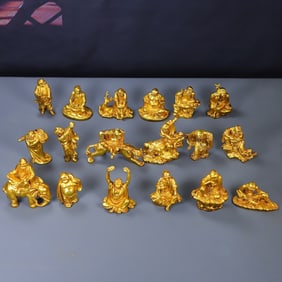 A Set of Rare Gilt Bronze Arhat Statues