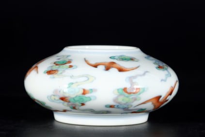 A Rare Doucai Red Bat Pattern Water Pot