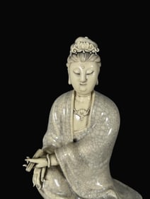 A Rare Blance-De-Chine Statue of Avalokitesvara