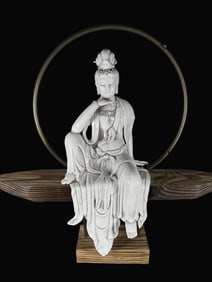 A Rare Blance-De-Chine Statue of Avalokitesvara