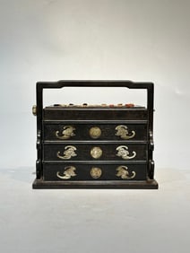 A Rare Zitanwood Inlaid Gems Carrying Box