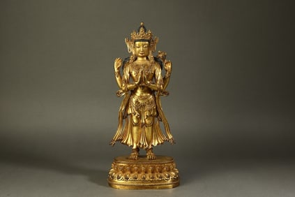A Rare Gilt Bronze Statue of Tara?