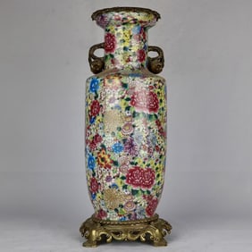 A Rare Famille-Rose Copper Inlaid Flower Pattern Vase?