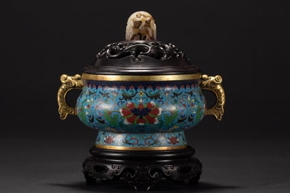 A Rare Cloisonne Double-Ears Censer