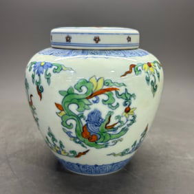 A Rare Doucai Kui Dragon Pattern Tianzi Jar