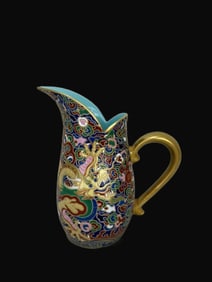 A Rare Enamel Cloisonne Gold-outline Dragon Pattern Cup