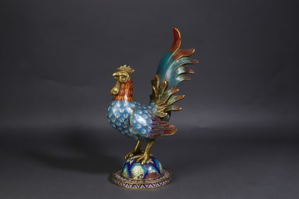 A Rare  Cloisonne Enamel Golden Rooster