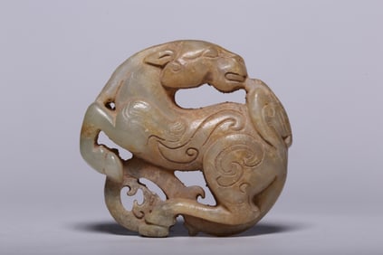 A Rare Hetian Jade Auspicious Beast