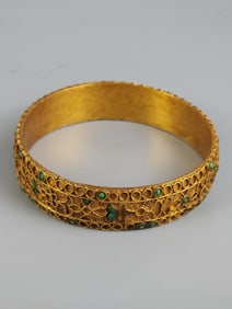 A Rare Gilt Silver Inlaid Gems Bracelet?