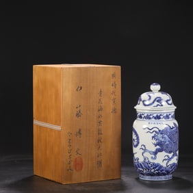 A Rare Blue and White Seawater Dragon Pattern Jar?