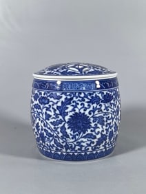 A Rare Blue and White Lotus Pattern Jar