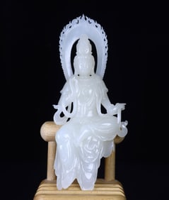 A Rare Hetian jade Buddha Statue