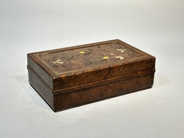 A Rare Huanghuali Wood Inlaid Gems Jewelry Box