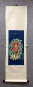 A Chinese Vertical Scroll Ink Painting of Buddha on Silk