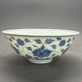 A Rare Blue and white Lotus Flower Pattern Bowl