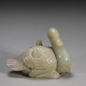 A Rare Hetian Jade Swan Ornament