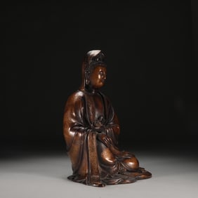 A Rare Bronze Silver-Inlaid Free Avalokitesvara Seated Statue