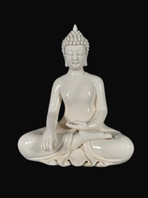 A Rare Blance-De-Chine Statue of Sakyamuni