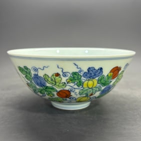 A Rare Doucai Fruit and Melon Pattern Bowl