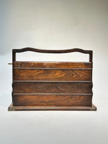 A Rare Huanghuali Wood Inlaid Gems Carrying Box