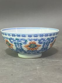 A Rare Blue and White Doucai Flower Patterns Bowl