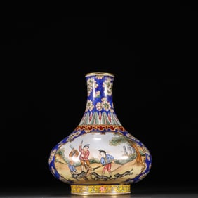 A Rare Cloisonne Character and Story Pattern Vase