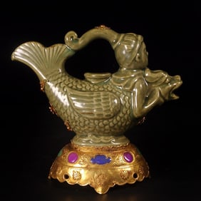 A Rare Gold-covered Wine Ewer