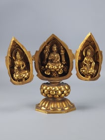 A Rare Gilt Bronze Buddha Ornament?