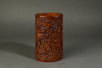 A Rare Bamboo Carved Figure Pattern Brush Pot?