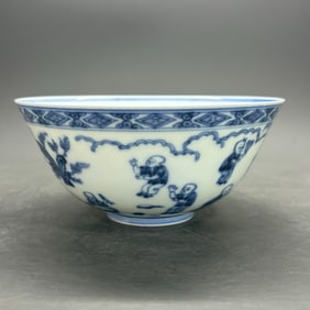 A Rare Blue and white figure story pattern Bowl