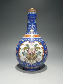 A Rare Enamel Blue Ground Lotus Pattern Flower Pattern Vase?