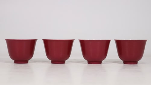A Set of Rare  Ruby Red-Glazed Cups?