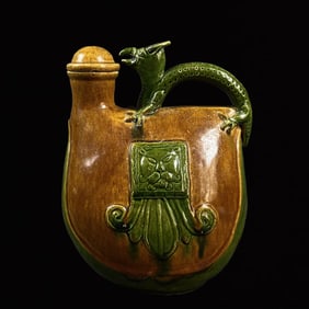 An Exquisite Tang Tri-Color Glazed Pottery Ewer