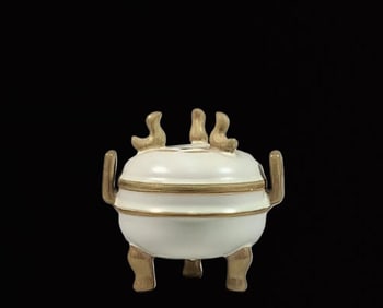 An Exquisite White Glazed Tripod Censer