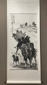 A Chinese Vertical Scroll Ink Painting of Camel on Paper,Huang Zhou