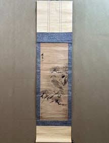 A Chinese Vertical Scroll Ink Painting of Flower and Bird on Paper,Lin Liang