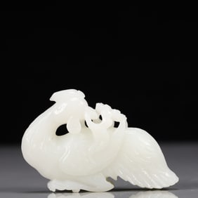 An Exquisite White Jade Rooster Ornament