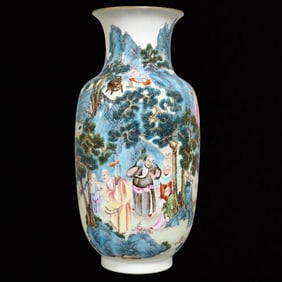 A Precious Famille-Rose Character and Story Pattern Painted Gold Vase