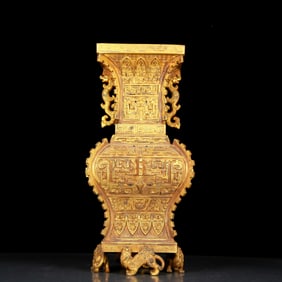A Rare Gilt Bronze Beast-Face Pattern Vase