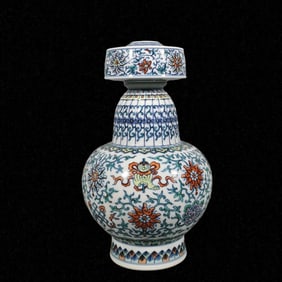 An Exquisite Blue and White Doucai Lotus and Eight Treasures Pattern Vase