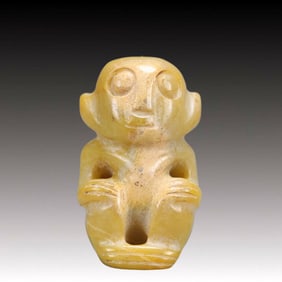 An Archaic Hongshan Culture Yellow Jade Figure Ornament