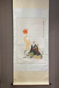 A Chinese Vertical Scroll Ink Painting of Figure on Paper,Xiang Weiren