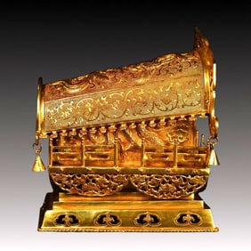 A Rare Gilt Bronze Dragon and Phoenix Pattern Coffin Ornament