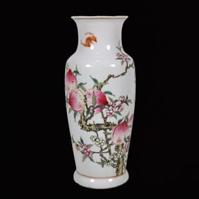An Exquisite Famille-Rose Bats and Peach Pattern Vase