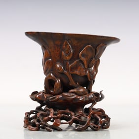 A Rare Eaglewood Flower Pattern Libation Cup