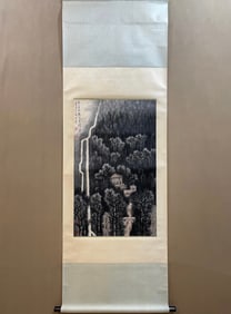 A Chinese Vertical Scroll Ink Painting of Landscape on Paper,Li Keran