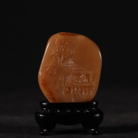 An Exquisite Tianhuang Stone Carved Landscape and Figure Pattern Ornament