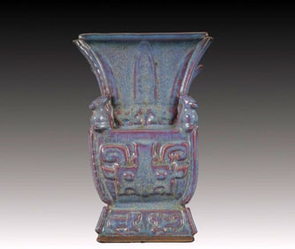 An Exquisite Jun yao Beast-Face Pattern Vase