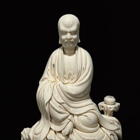 A Solemn Dehua white porcelain Statue of Dharma