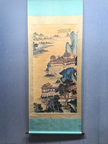 A Chinese Vertical Scroll Ink Painting of Landscape on Paper,Zhang Daqian